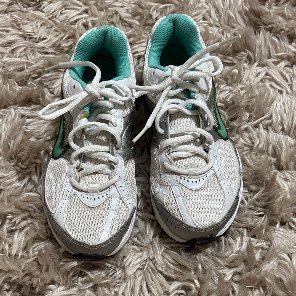 Nike White and Green Athletic Shoes